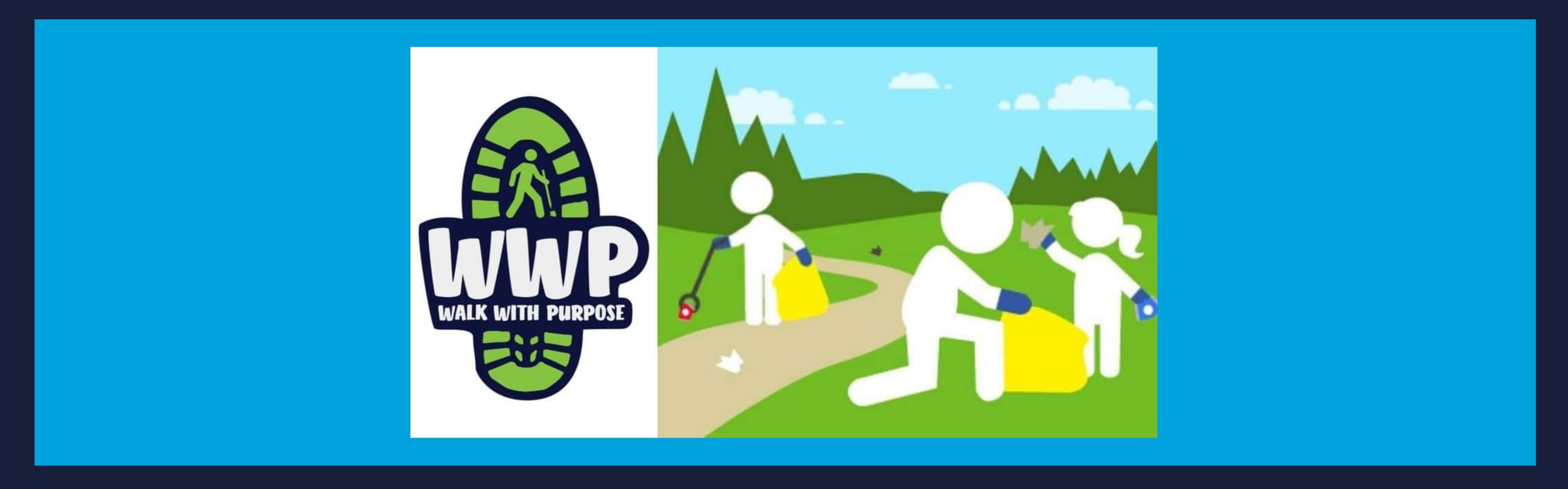 wwp logo with cartoon of people picking up litter