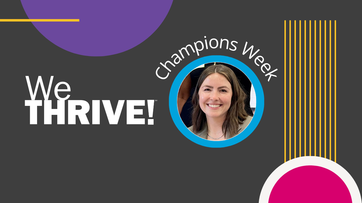 Headshot of Madison Kist with we thrive logo.